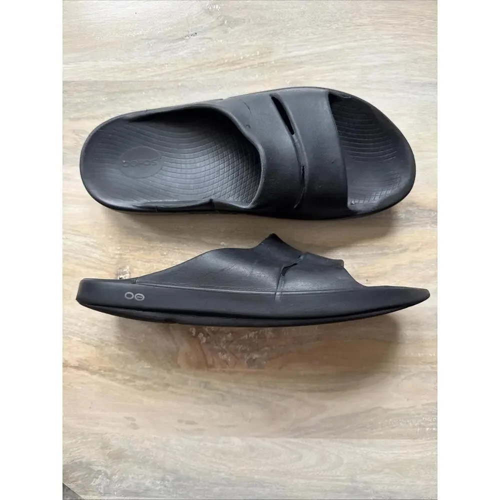 Oofos OOahh Recovery Slides Mens 14 Womens‎ 16 Black Sport Sandal Comfort Arch